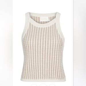 Sancia Women's Striped Beige and White Tank Top